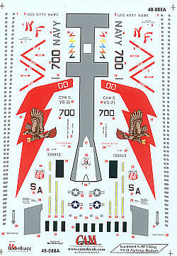 CAM 48088 1:48 S-3B Viking 159413 NF/700 VS-21 Fighting Redtails Low vis overall FS36375/black fin