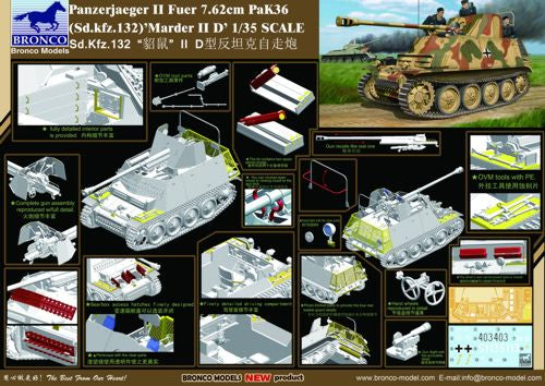 Bronco Models CB35097 1:35 Panzerjaeger II fuer 7.62cm PaK-36 (Sd.Kfz.132) Marder IID