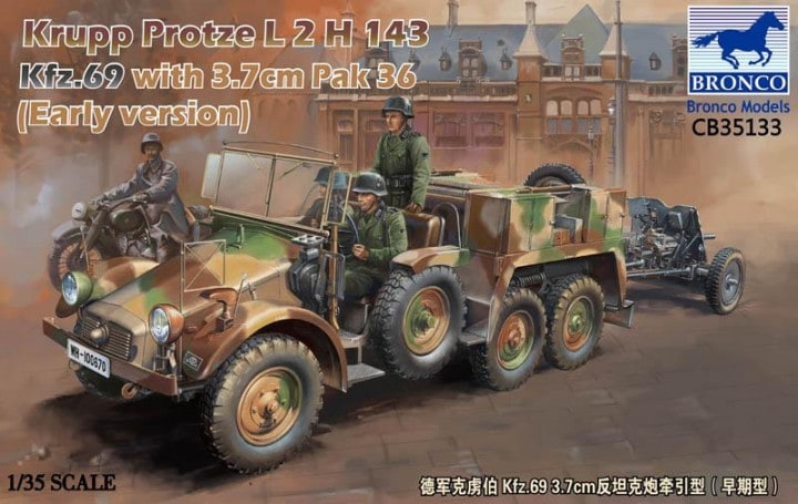Bronco Models CB35133 1:35 Krupp Protze L2 H 143 Kfz.69 (early version) with 3.7cm Pak 36
