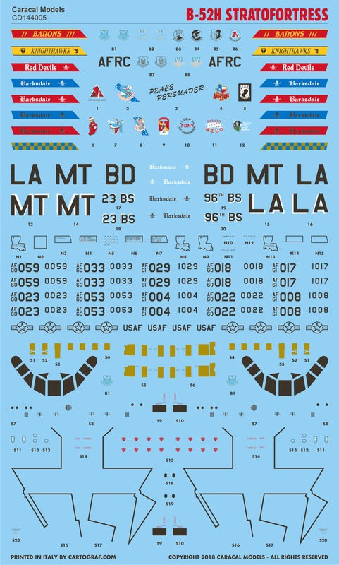 Caracal Models CD144005 1:144 Boeing B-52H Stratofortress: High quality markings for recent/current USAF B-52H Stratofortresses
