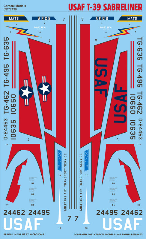 Caracal Models CD72136 1:72 USAF T-39 Sabreliner
