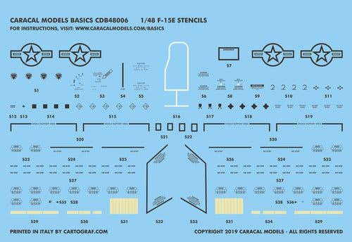 Caracal Models CDB48006 1:48 McDonnell F-15E Eagle Stencils & National Insignia
