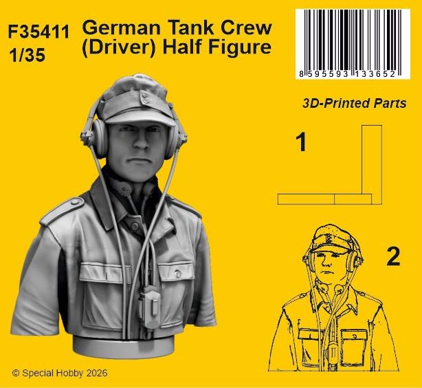 CMK/Czech Master Kits F35411 1:35 German Tank Crew (Driver) Half Figure