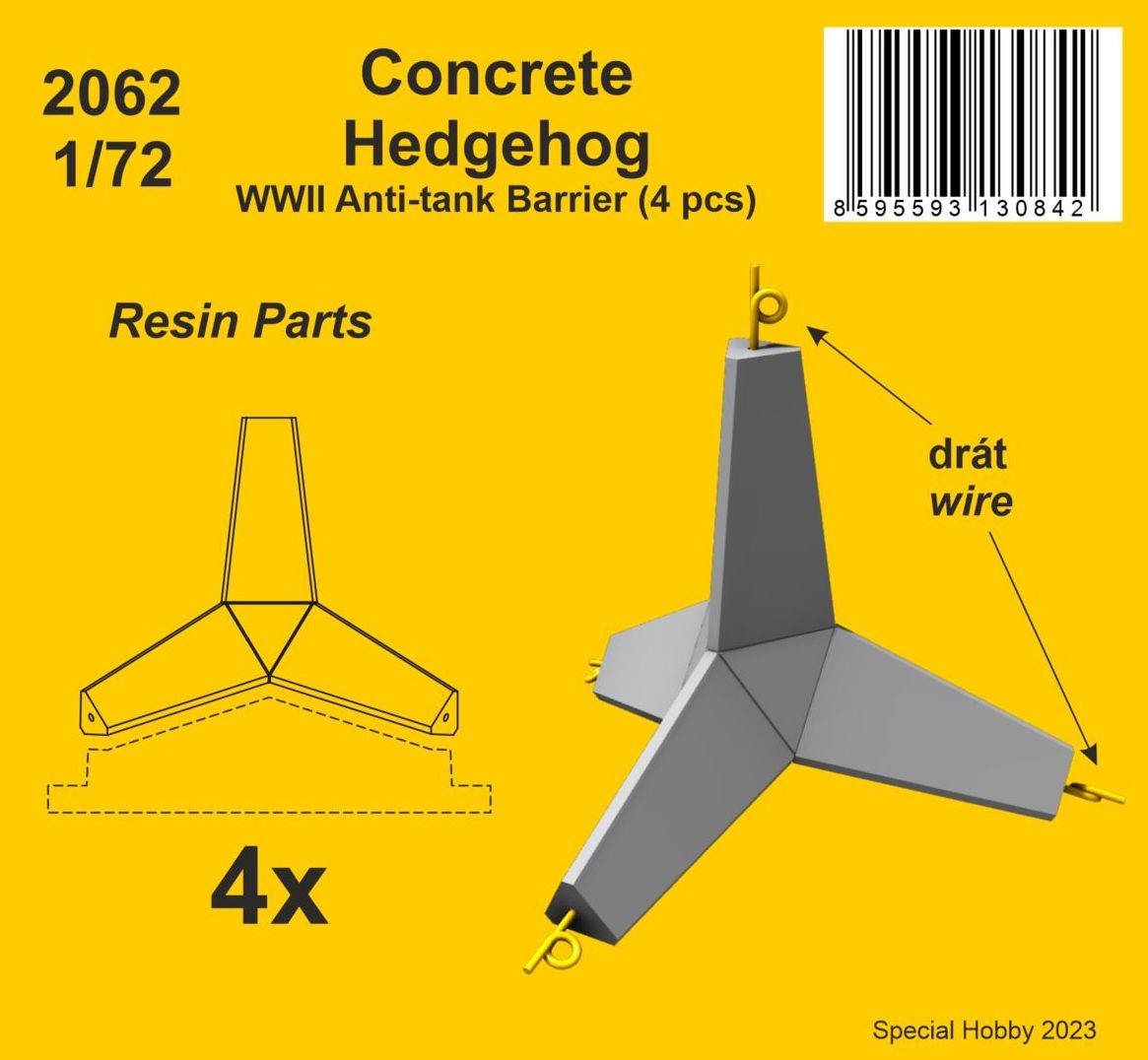 CMK/Czech Master Kits 2062 1:72 Concrete Hedgehog - WWII Anti-tank Barrier (4 pcs.)