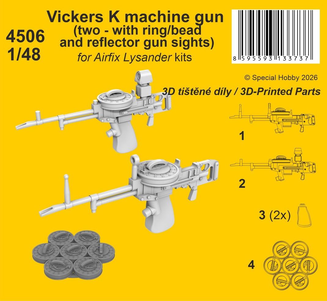 CMK/Czech Master Kits 4506 1:48 Vickers K machine gun (two - with ring/bead and reflector gun sights)