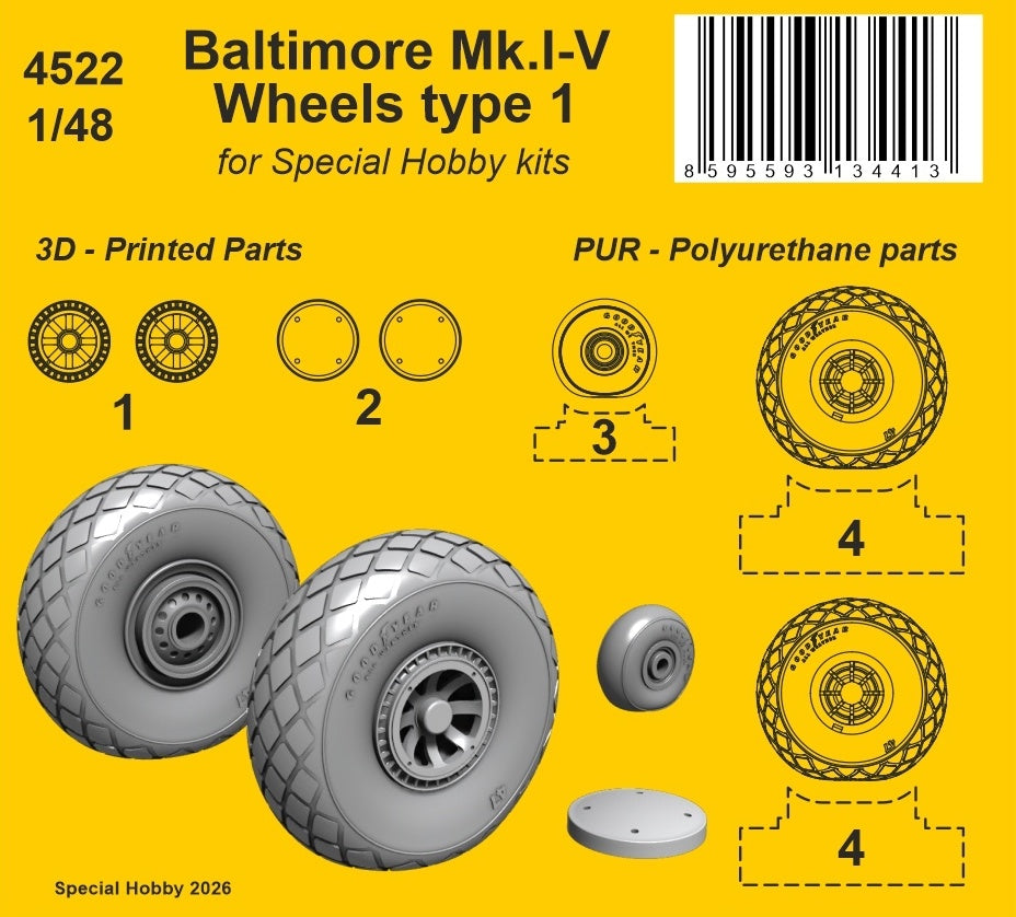 CMK/Czech Master Kits 4522 1:48 Martin Baltimore Mk.I-Mk.V weighted wheels type 1