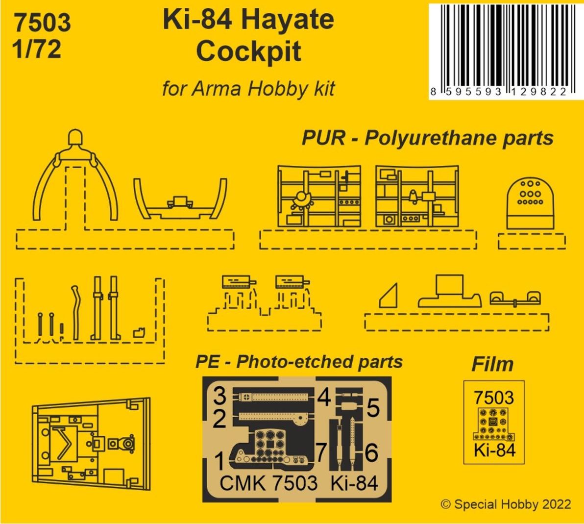 CMK 7503 1:72 Nakajima Ki-84 Hayate Cockpit Set
