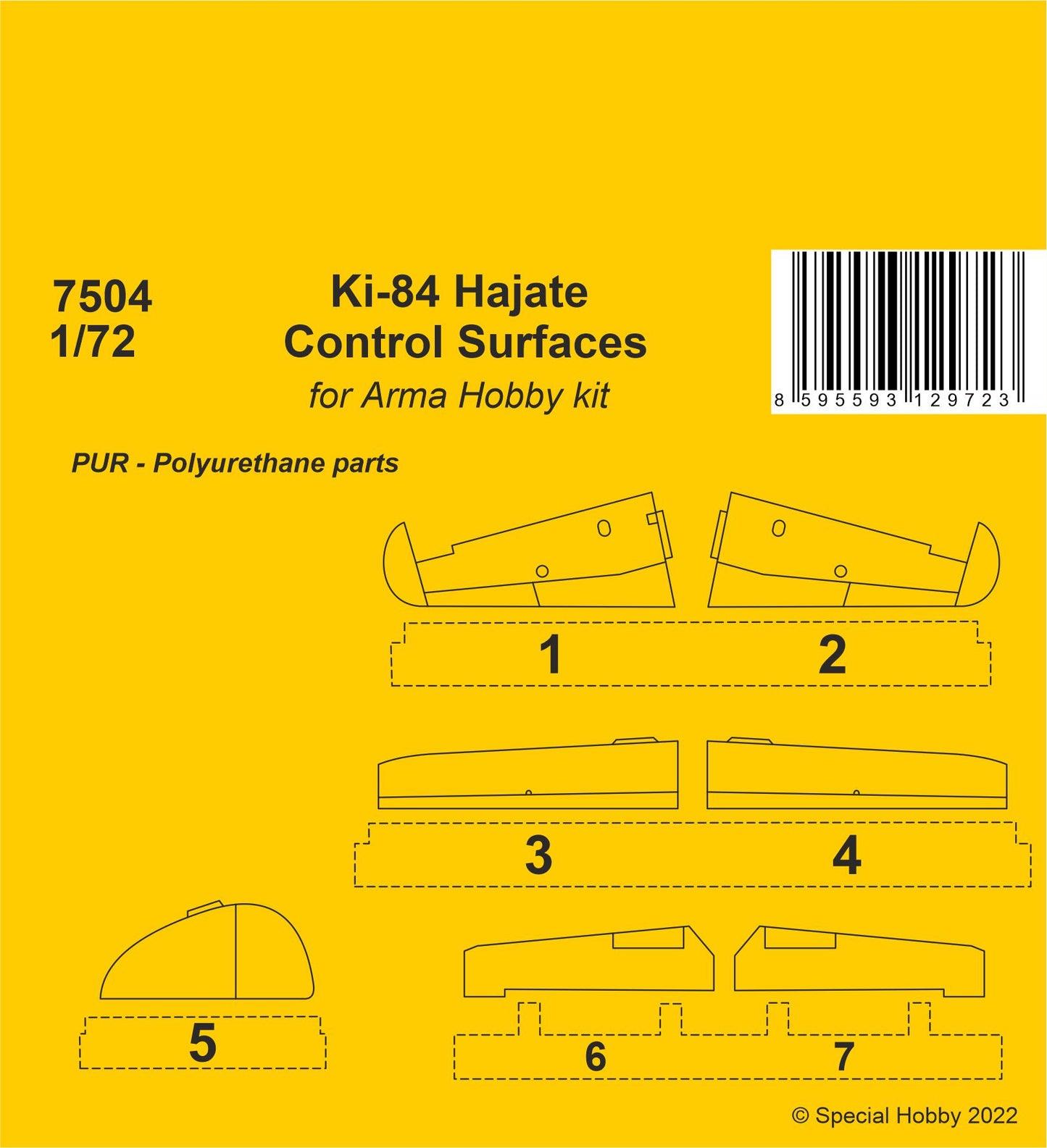 CMK 7504 1:72 Nakajima Ki-84 Hayate Control Surfaces