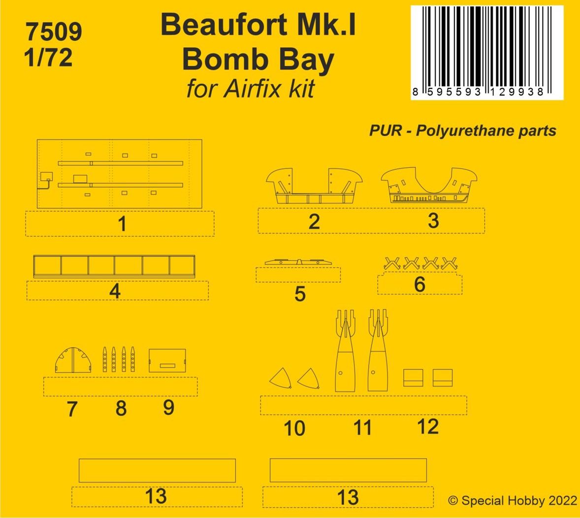 CMK 7509 1:72 Bristol Beaufort Mk.I Bomb Bay