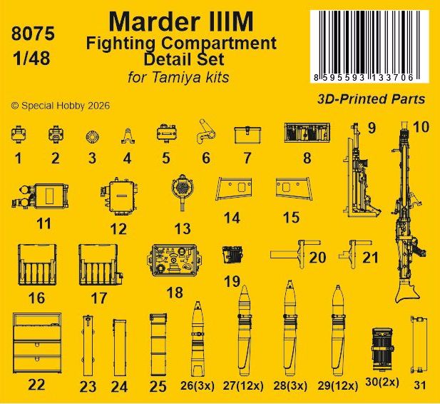 CMK/Czech Master Kits 8075 1:48 Marder IIIM Fighting Compartment Detail Set