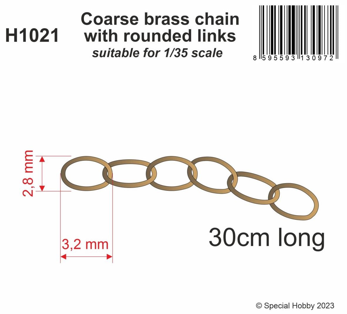 CMK/Czech Master Kits H1021 1:35 Coarse brass chain with rounded links