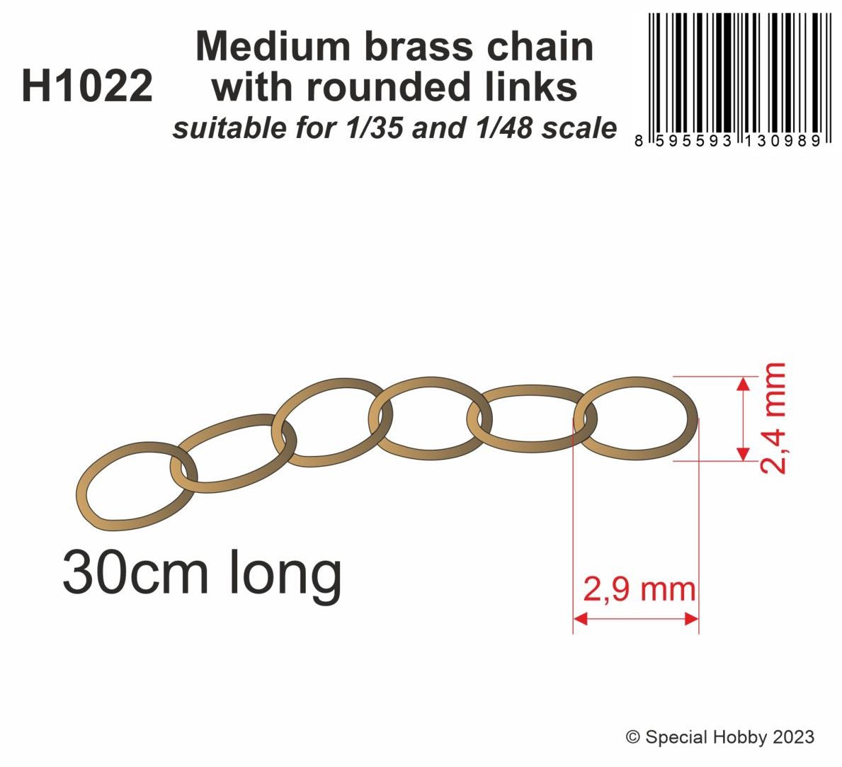 CMK/Czech Master Kits H1022 1:35, 1:48 Medium brass chain with rounded links