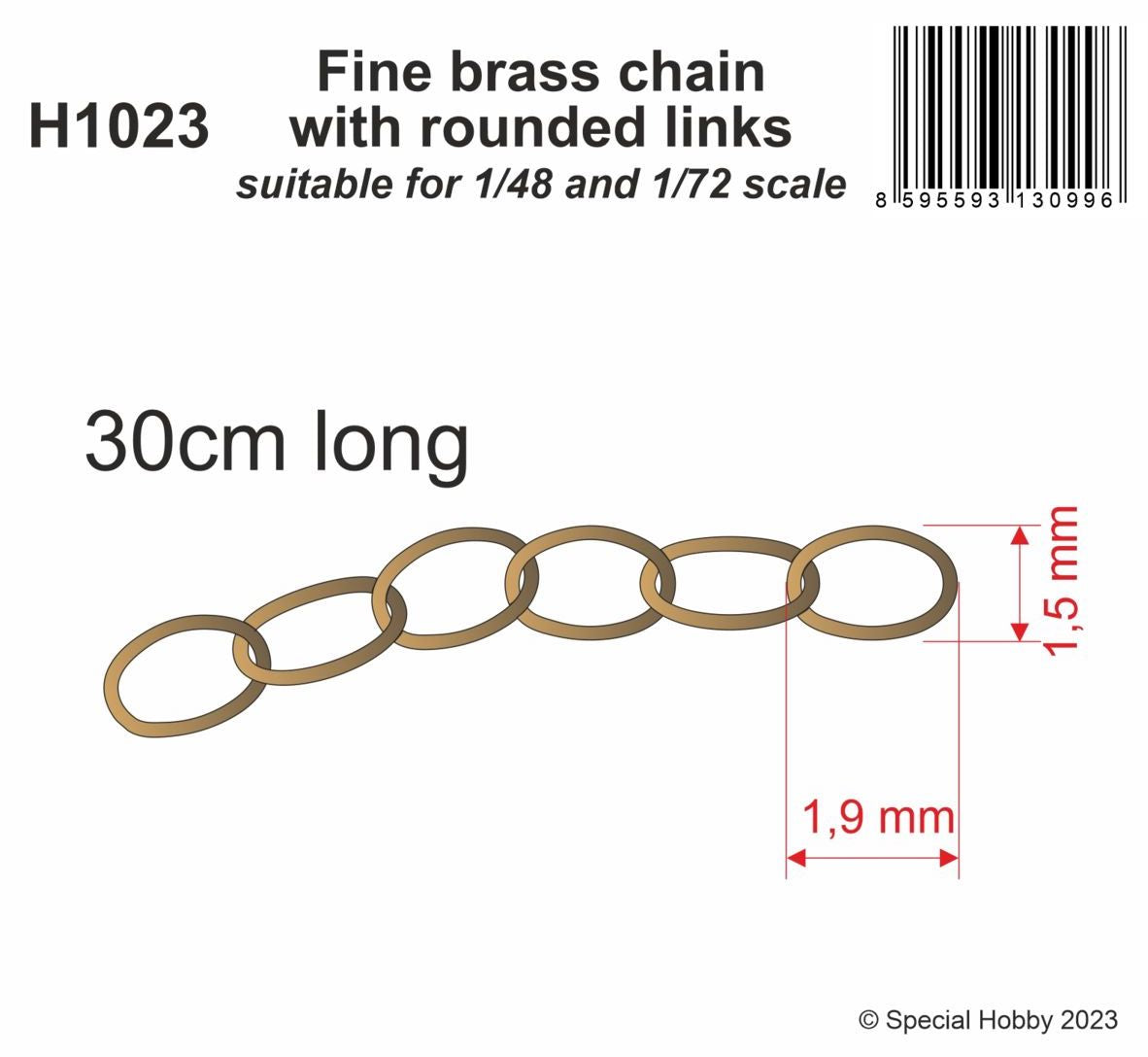 CMK/Czech Master Kits H1023 1:48, 1:72 Fine brass chain with rounded links