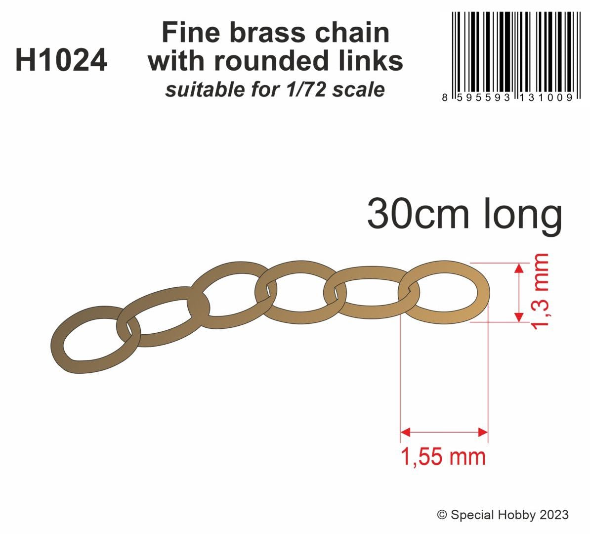 CMK/Czech Master Kits H1024 1:72 Fine brass chain with rounded links