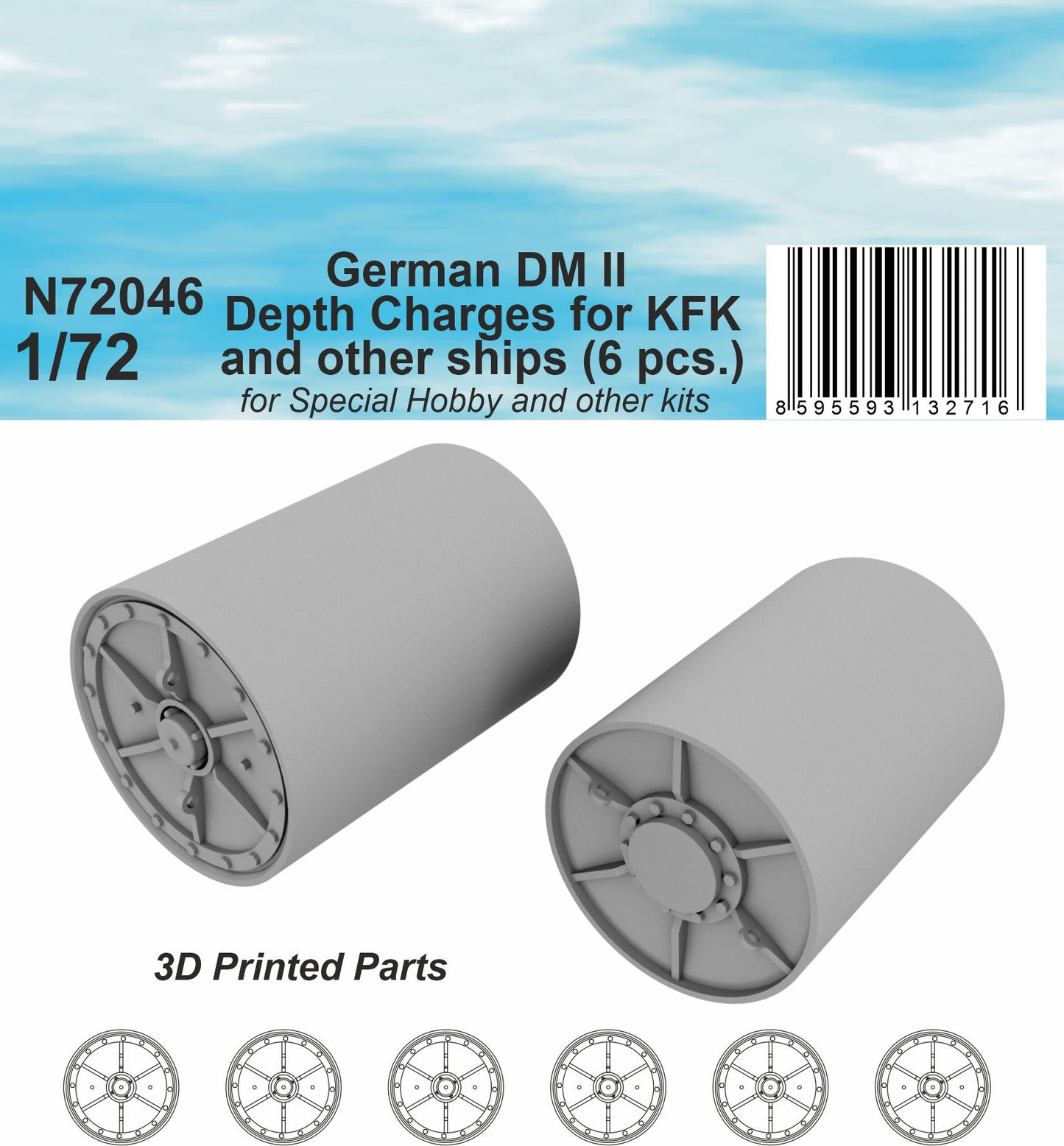 CMK/Czech Master Kits N72046 1:72 German DM II Depth Charges (6 pcs.)
