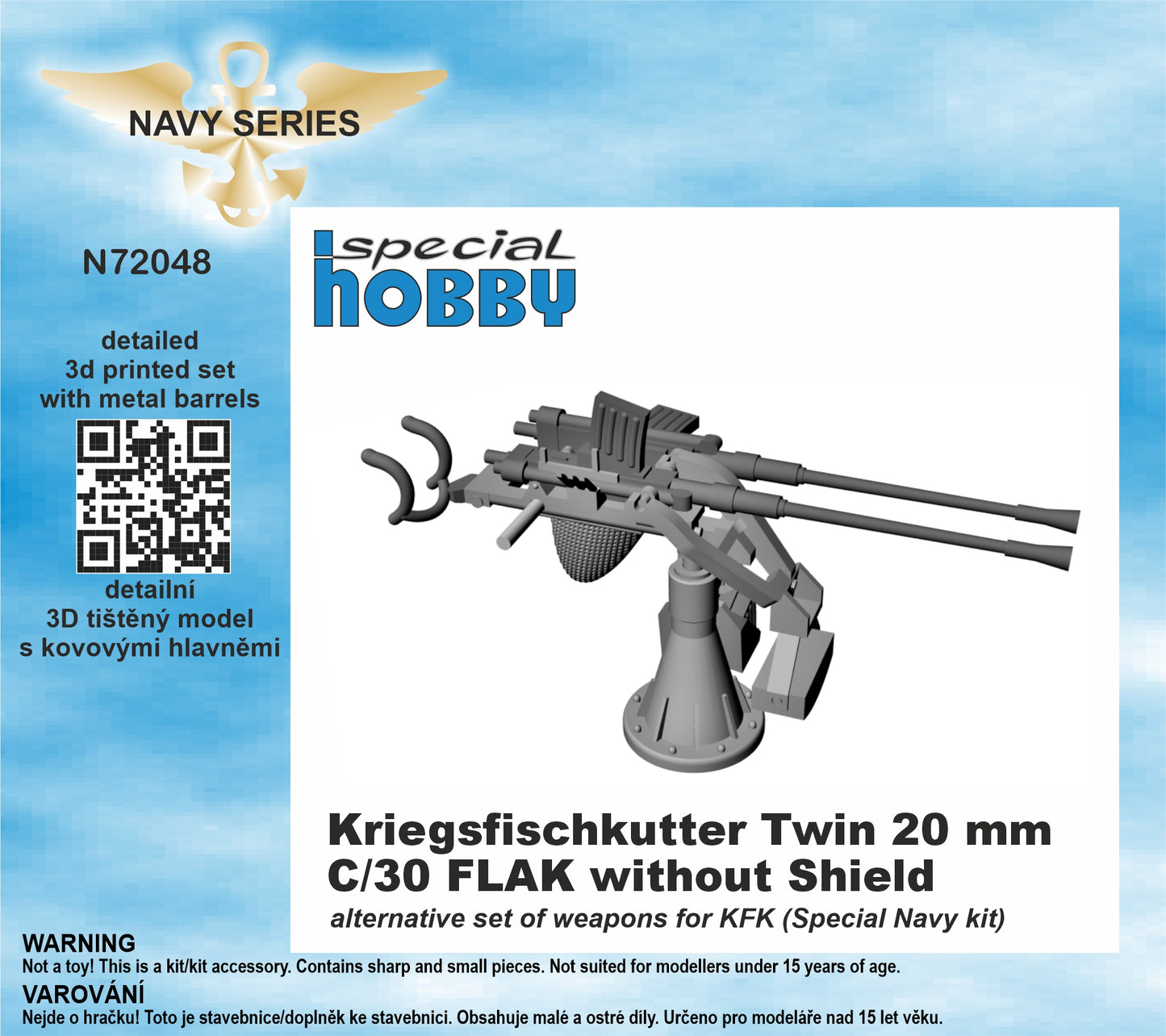 CMK/Czech Master Kits N72048 1:72 Kriegsfischkutter Twin 20mm C/30 Flak Without Shield