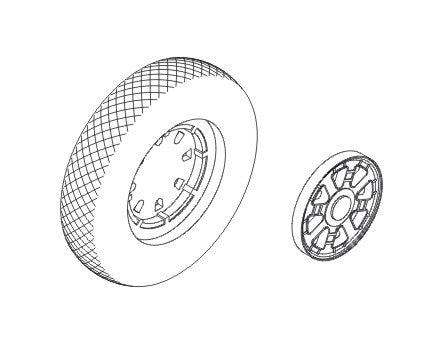 CMK Q48097 1:48 Vought F4U Corsair Wheels with Plain Spoked Discs & Diamond Design Tyre