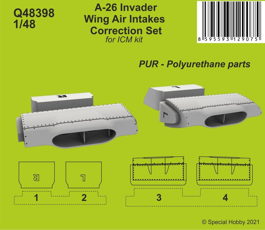 CMK Q48398 1:48 Douglas A-26 Invader Wings Air Intakes Correction Set