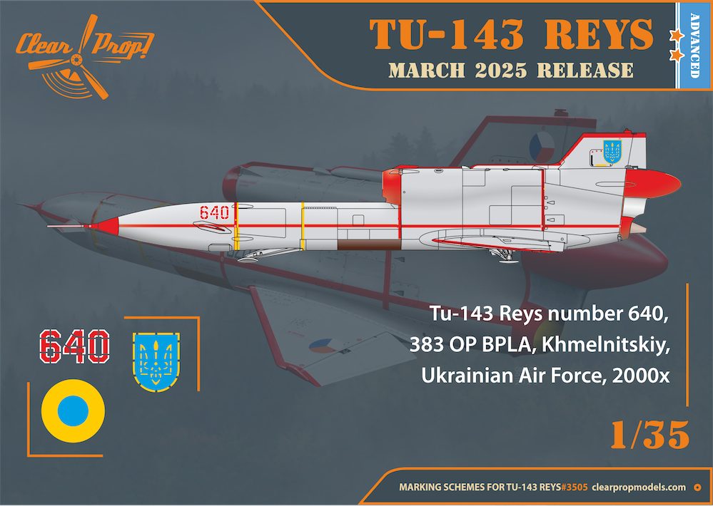 Clear Prop Models CP3505 1:35 Tu-143 Reys photo reconnaissance Advanced kit