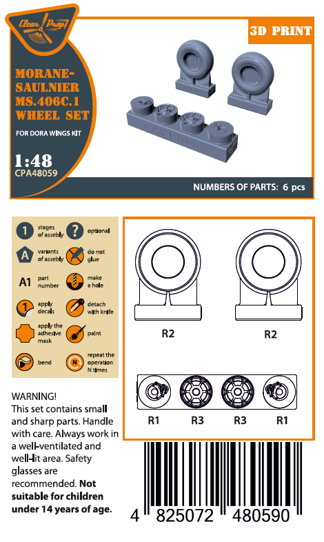 Clear Prop Models CPA48059 1:48 Morane-Saulnier Wheels Set