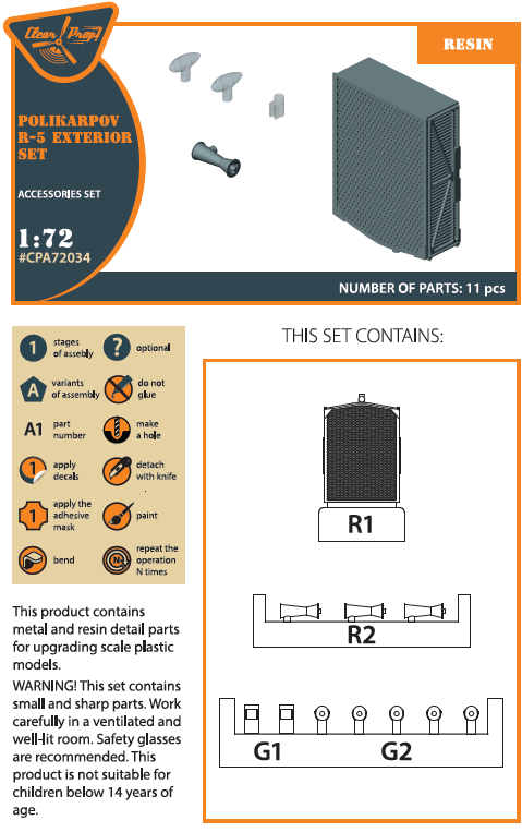 Clear Prop Models A72034 1:72 Polikarpov R-5 Exterior Set
