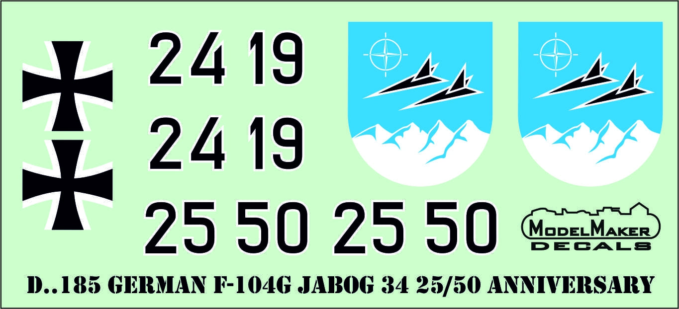 Model Maker Decals D144185 1:144 Lockheed F-104 German JaboG 34 25/50 Anniversary