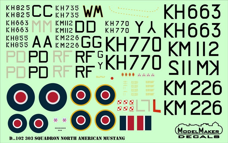 Model Maker Decals D48102 1:48 303 Squadron North-American P-51D Mustangs