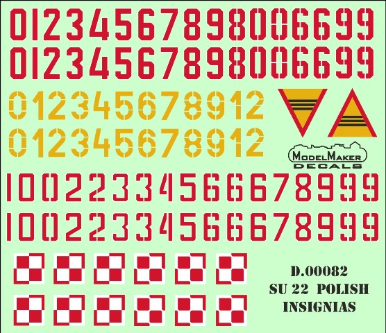 Model Maker Decals D72082 1:72 Sukhoi Su-22 Polish insignias