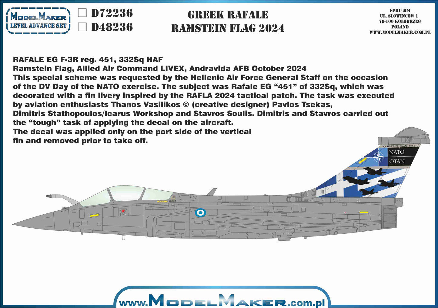 Model Maker Decals D72236 1:72 Greek Dassault Rafale Ramstein Flag 2024