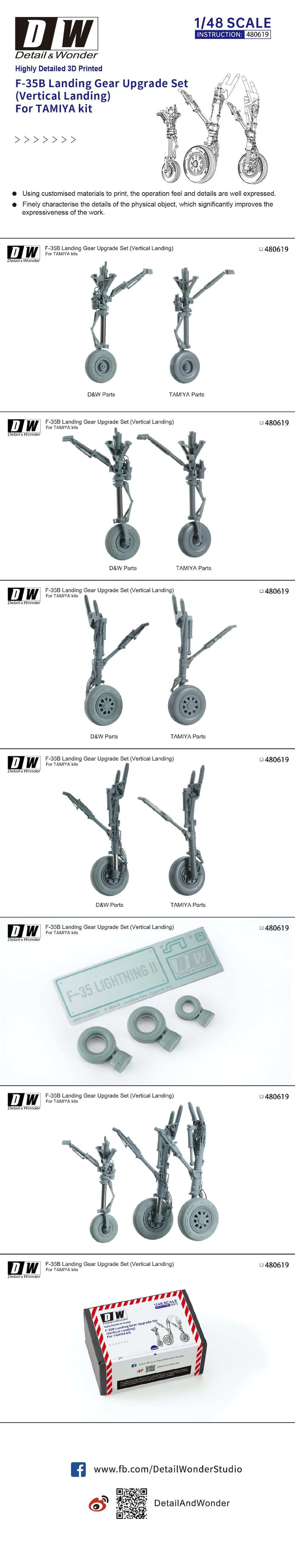 Detail & Wonder 480619 1:48 Lockheed-Martin F-35B Lightning II Landing Gear Vertical Landing