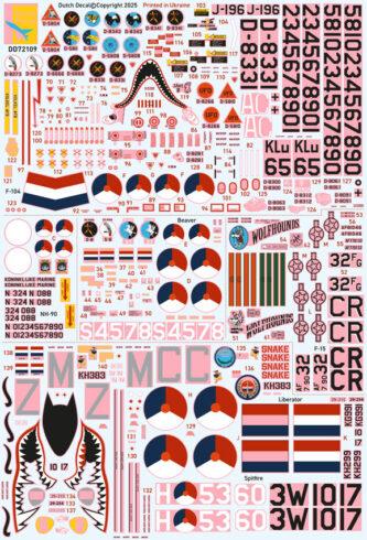 Dutch Decal 72109 1:72 NH-90, Lockheed F-104G Starfighter, de Havilland Beaver, McDonnell F-15 Eagle, Consolidated B-24 GR.VI Liberator, Supermarine Spitfire Mk.IX LSK