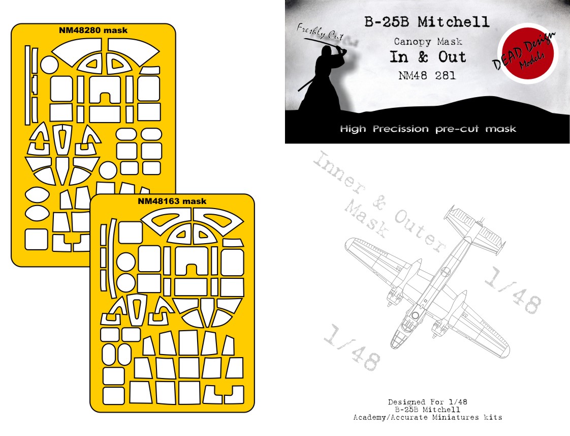 Dead Design Models NM48281 1:48 B-25B Mitchell Canopy frame paint mask