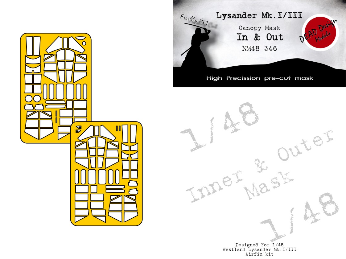 Dead Design Models NM48346 1:48 Westland Lysander Mk.I/Mk.III canopy frame paint mask