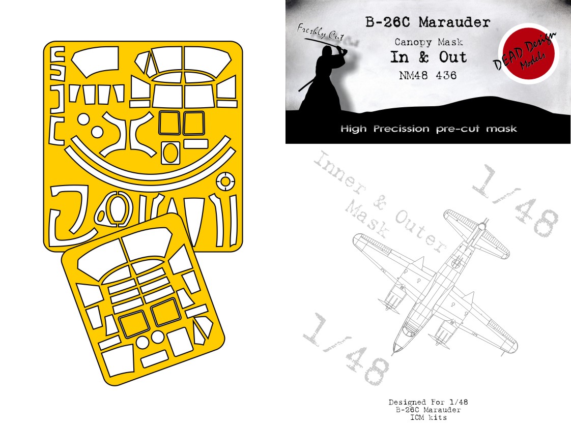 Dead Design Models NM48436 1:48 Martin B-26C Marauder Canopy frame paint mask