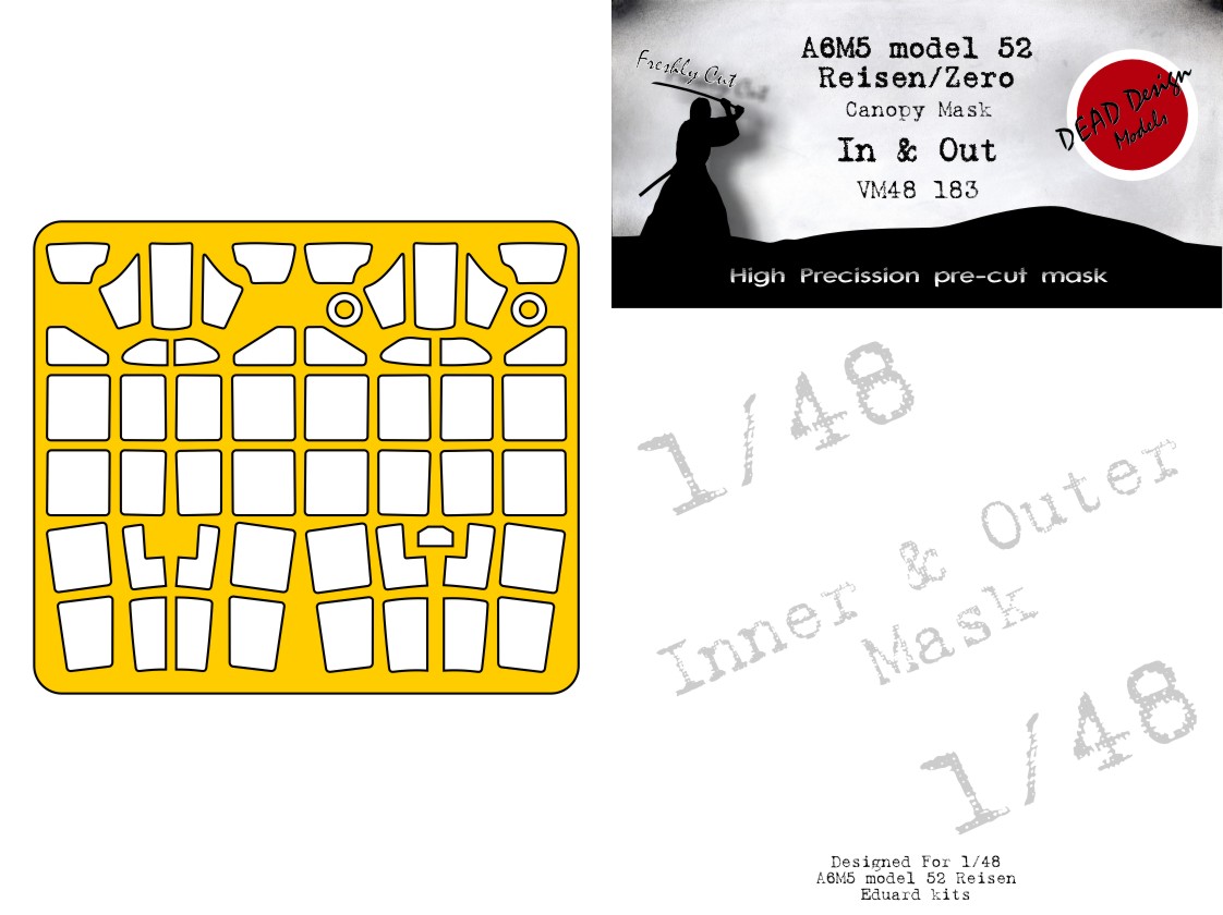 Dead Design Models VM48183 1:48 Mitsubishi A6M5 Reisen model 52 canopy frame paint mask (inside and outside) (designed to be used with Eduard kits)