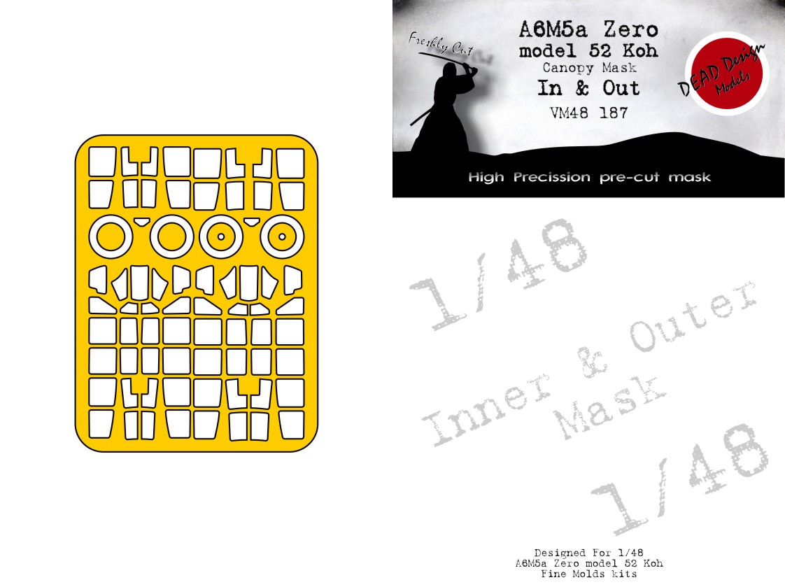 Dead Design Models VM48187 1:48 Mitsubishi A6M5a Zero type 52 Koh wheels and canopy frame paint mask