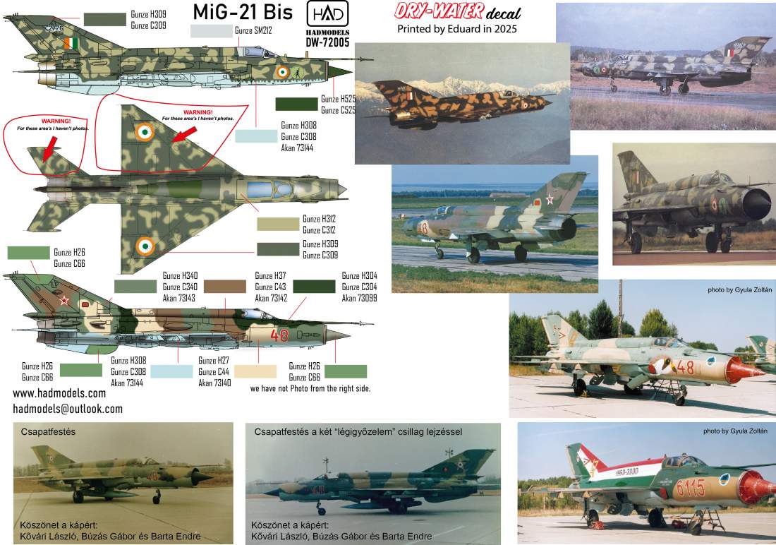 HAD Models DW-72005 1:72 Mikoyan MiG-21Bis DRY-WATER decals ( Printed by Eduard)