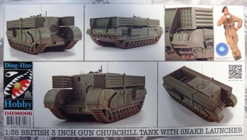 Ding-Hao Hobby DH96006 1:35 Churchill 3 inch Gun Carrier with 25+25 Snake Pipes & Bonus Resin Figure