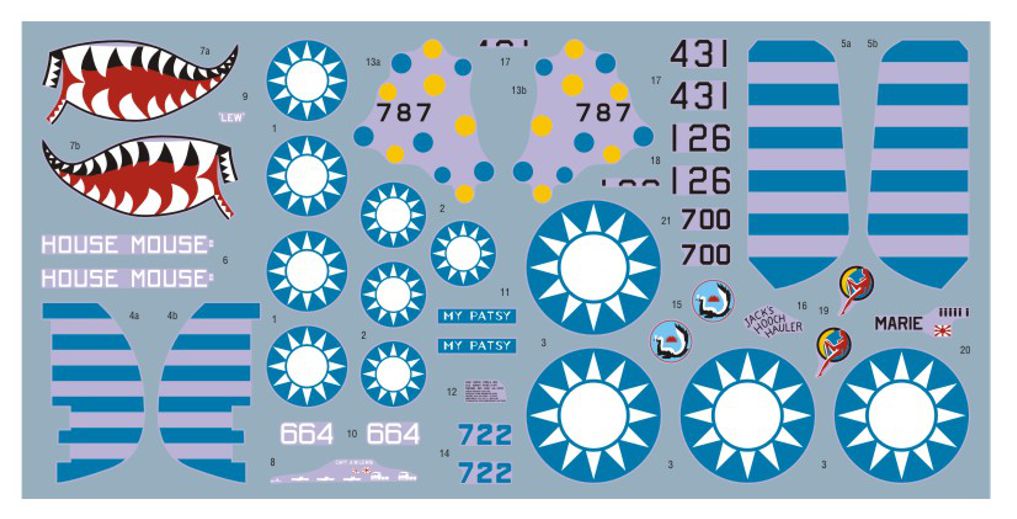 DK Decals 48077 1:48 CACW planes (P-40N, North-American P-51K, B-25H/J)