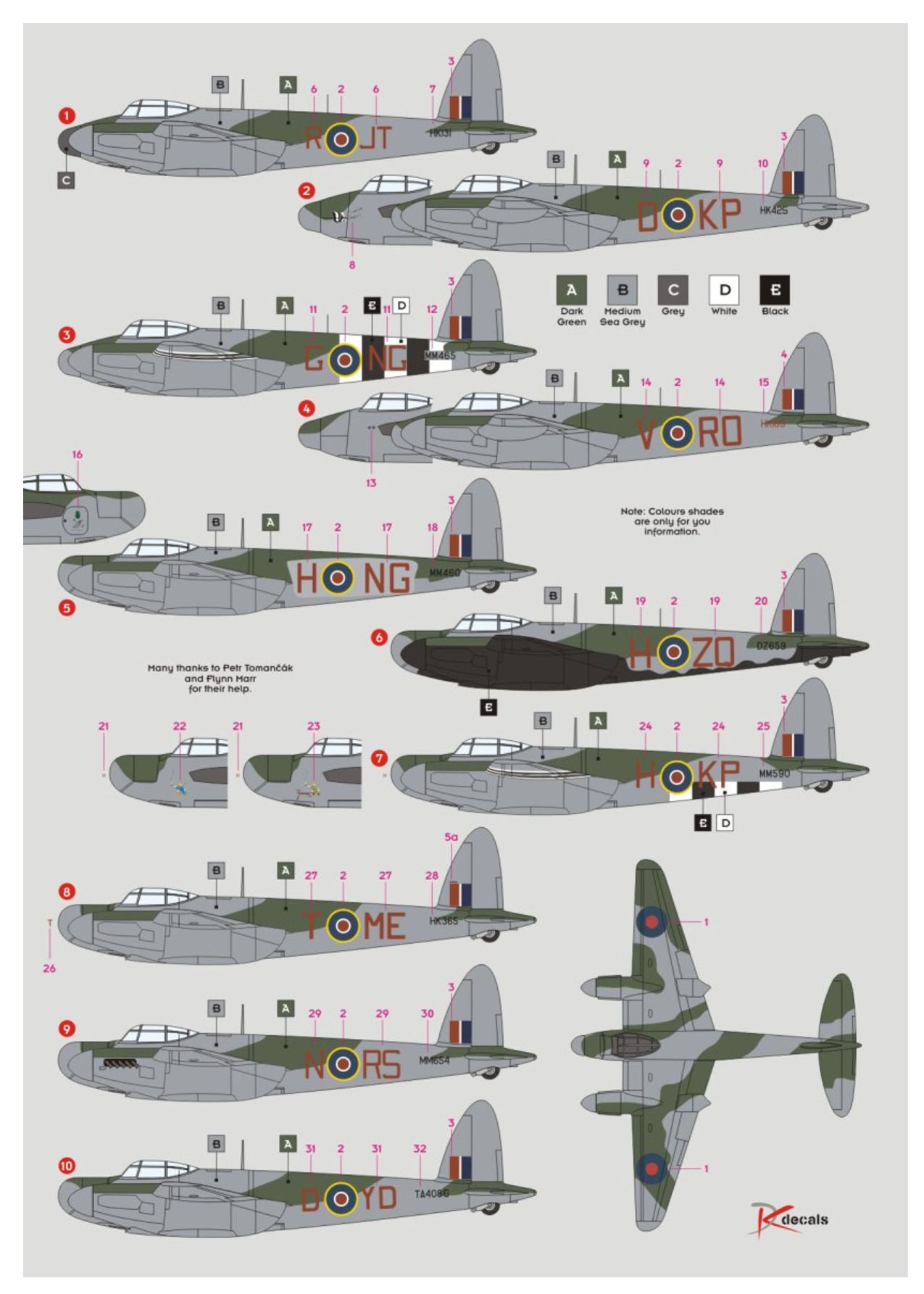 DK Decals 72146 1:72 de Havilland Mosquito NF.XII/XIII/XVII/XIX Night Fighters