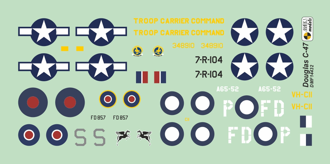 Mark I Decals DMF14432 1:144 Douglas C-47/R4D Skytrain/Dakota 'WWII Service'