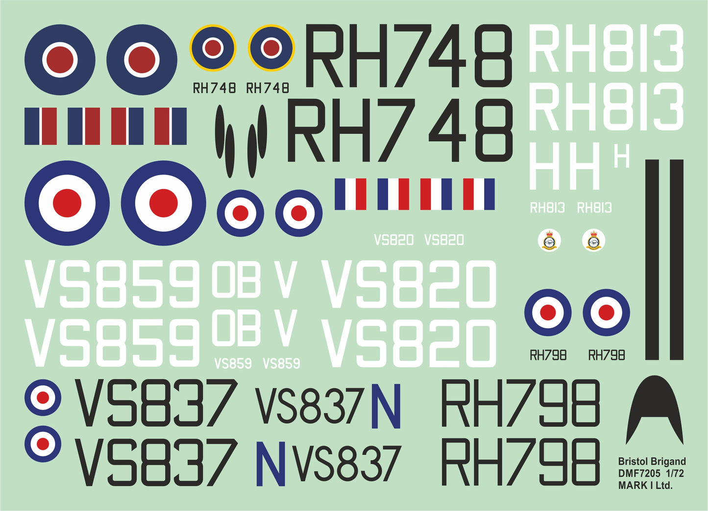 Mark I Decals DMF7205 1:72 Bristol Brigand (TF.I, B.1, MET.3, T.4, T.5)
