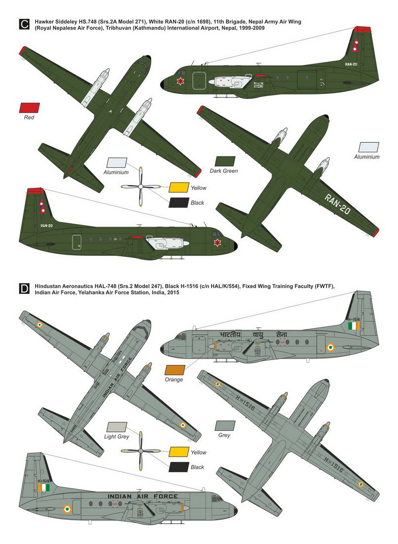 Mark I Decals DMK144-501 1:144 Hawker-Siddeley HS.748/HAL-748 'Andover Military', Pt.1