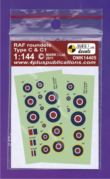 Mark I Decals DMK14405 1:144 RAF Type C, C1 roundels, 2 sets.