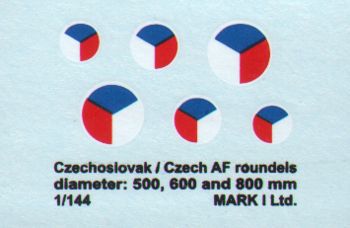 Mark I Decals DMK14410 1:144 Czechoslovak/CzAF roundels White outline (dia 500, 600, 800 mm), 2 sets