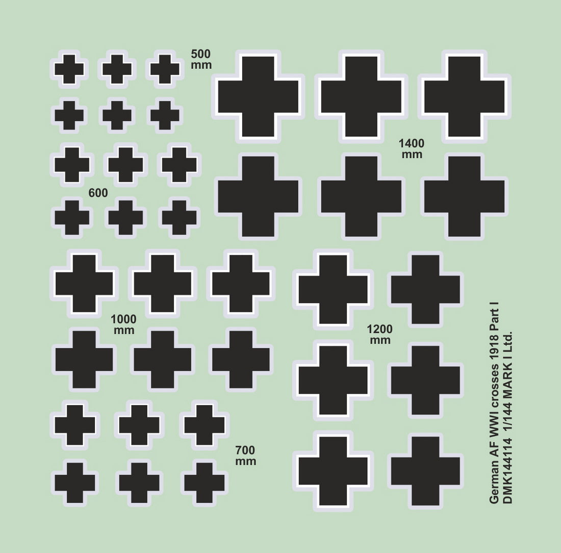Mark I Decals DMK144114 1:144 German WWI crosses 1918, Pt.1, 2 sets