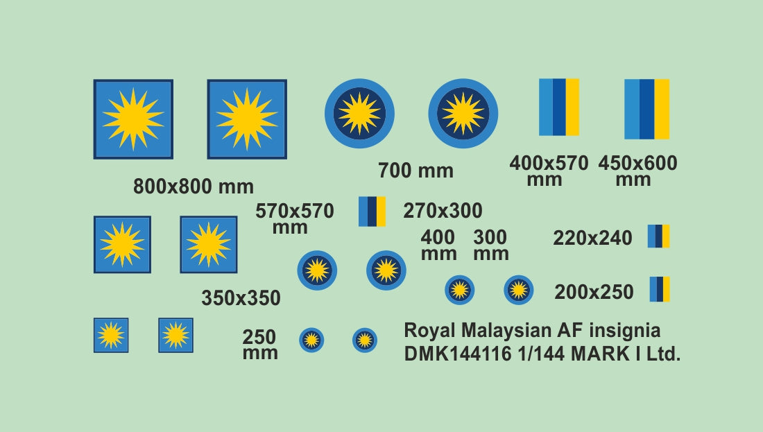 Mark I Decals DMK144116 1:144 Royal Malaysian AF Insignia, 2 sets