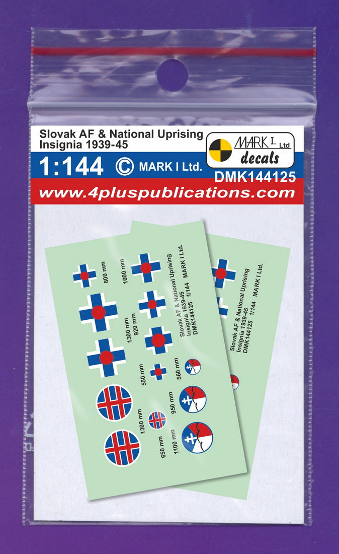 Mark I Decals DMK144125 1:100, 1:144, 1:72, 1:87 Slovak AF insignia 1939-45, 2 sets