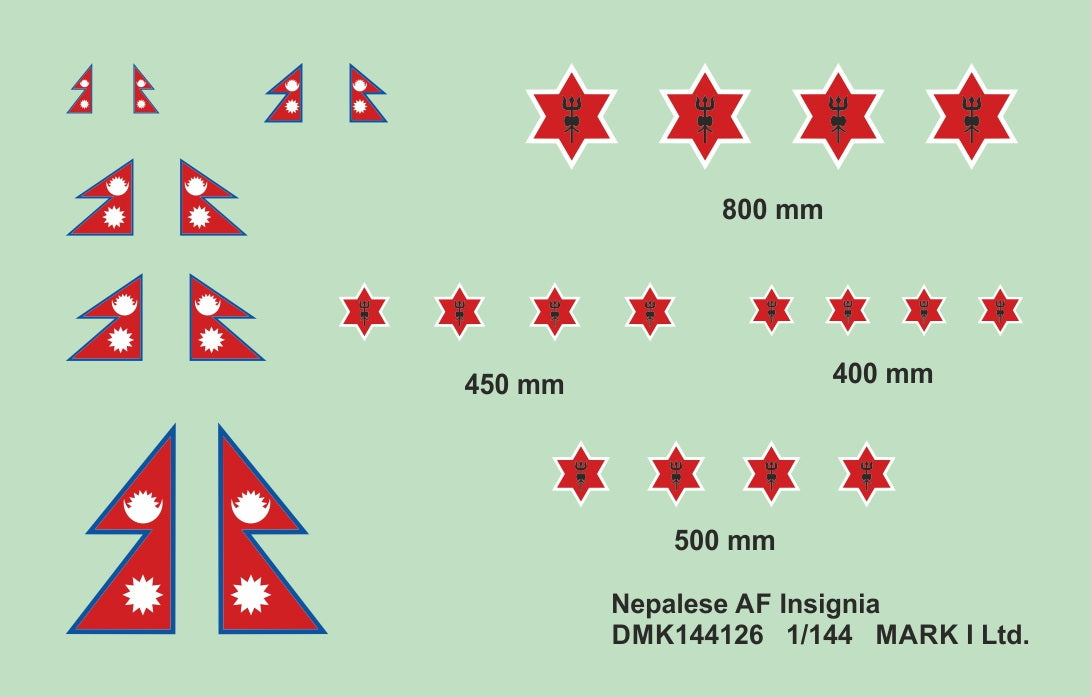 Mark I Decals DMK144126 1:144 Nepalese AF Insignia, 2 sets