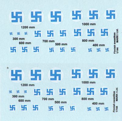 Mark I Decals DMK14413 1:144 Finnish Swastikas, 2 sets diameter: 300; 400; 500; 600; 700; 800; 1000; 1200